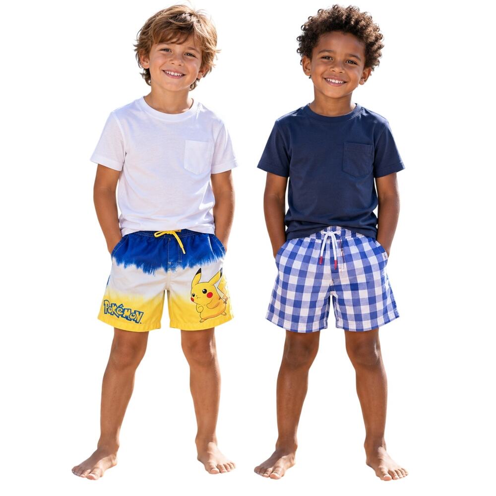 Pokémon Pikachu & Cat & Jack Boys Swim Trunks Lot XS 4-5